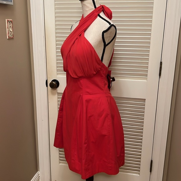 Anthropologie Maeve Twist Halter Tie-Neck Mini Dress in Red, Size Large, NWT - Picture 9 of 17